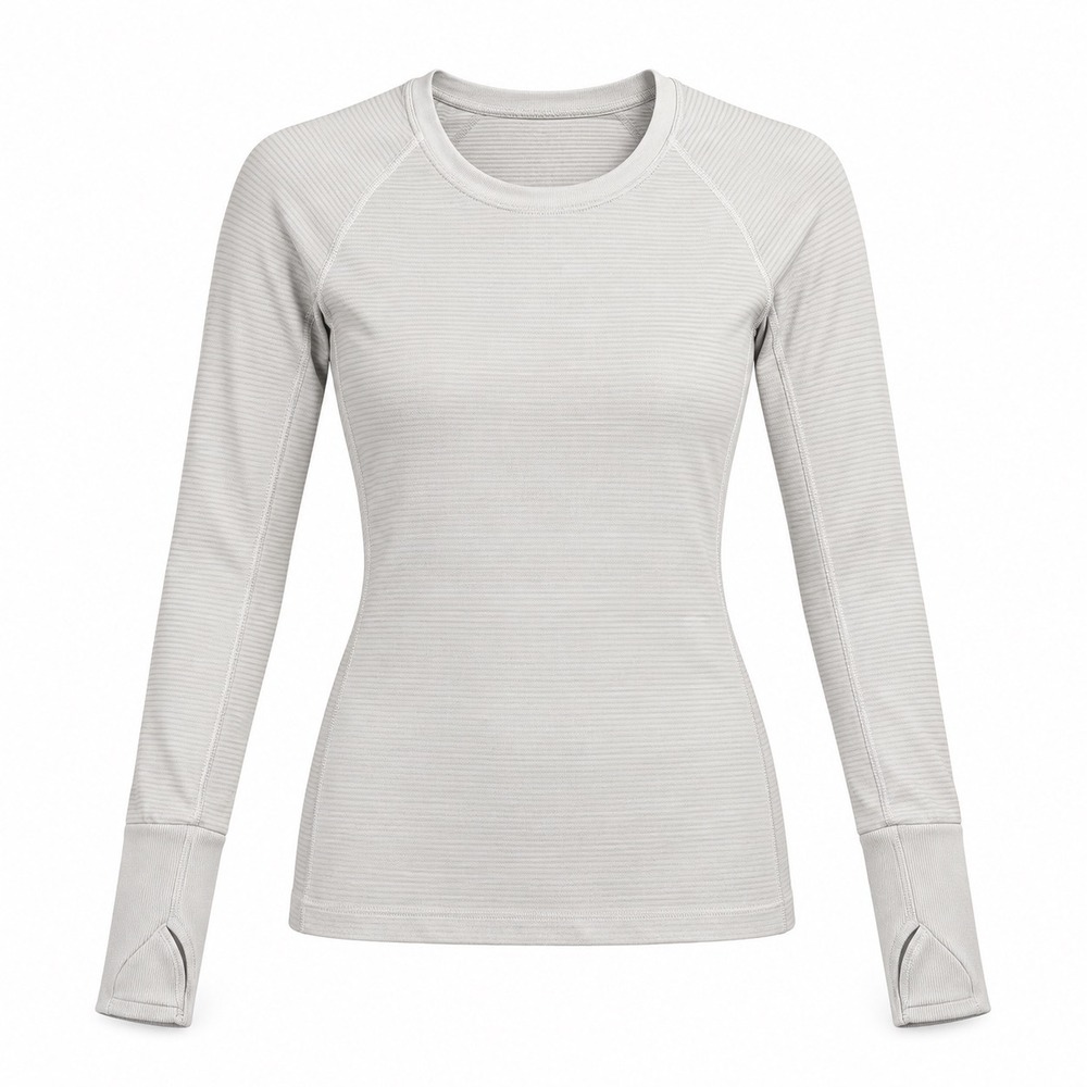 Lululemon Swiftly Tech Long Sleeve Shirt Gray White Striped Activewear Top